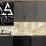 Crystallo Back Lit Countertops with custom Full Height Backsplash